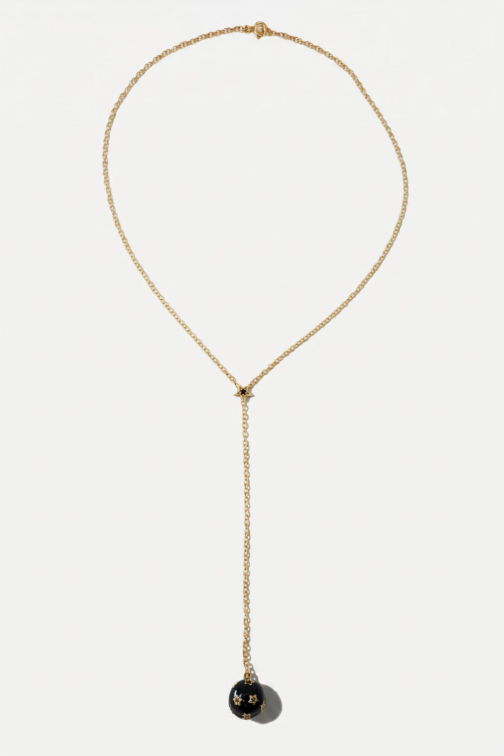 Diamond Star Sphere Drop Necklace Gold Plated