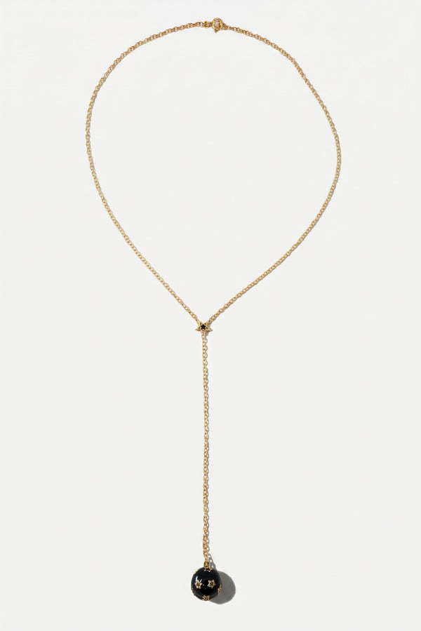 Diamond Star Sphere Drop Necklace Gold Plated