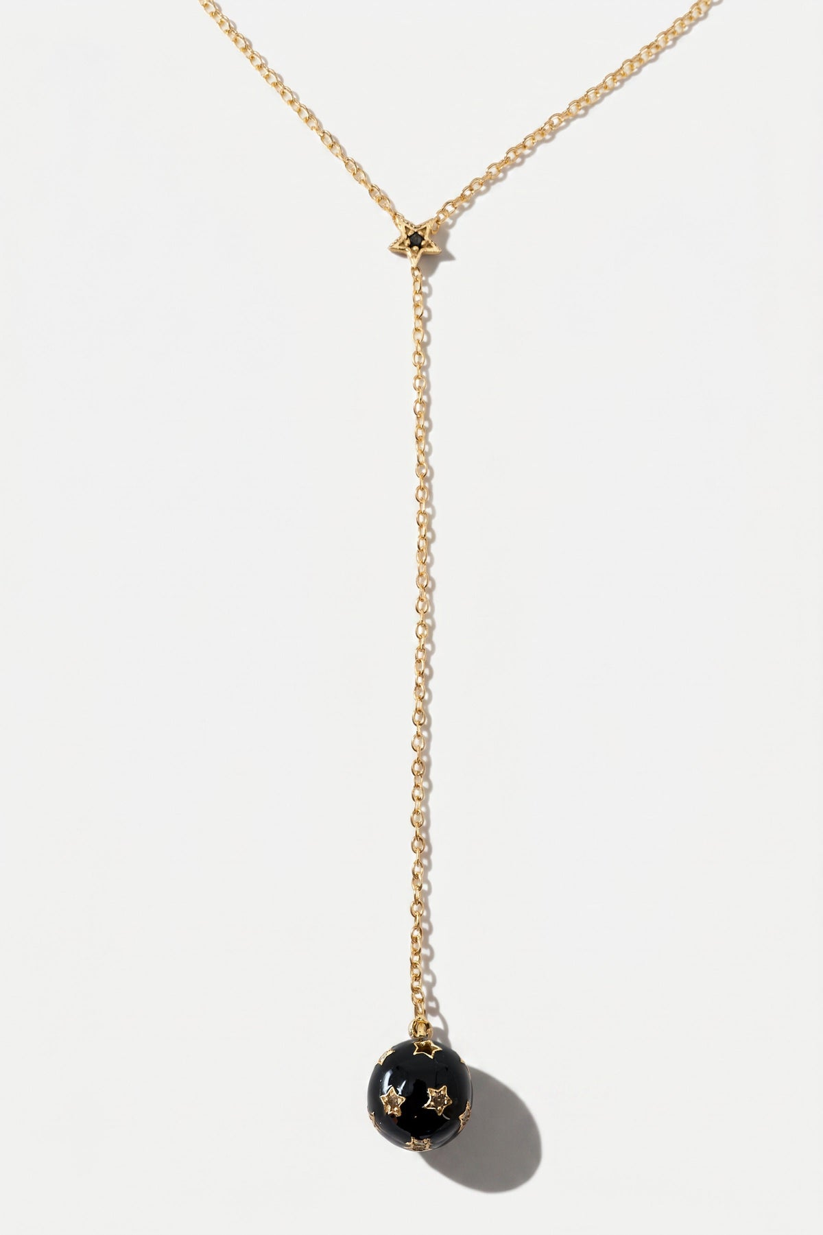 Diamond Star Sphere Drop Necklace Gold Plated