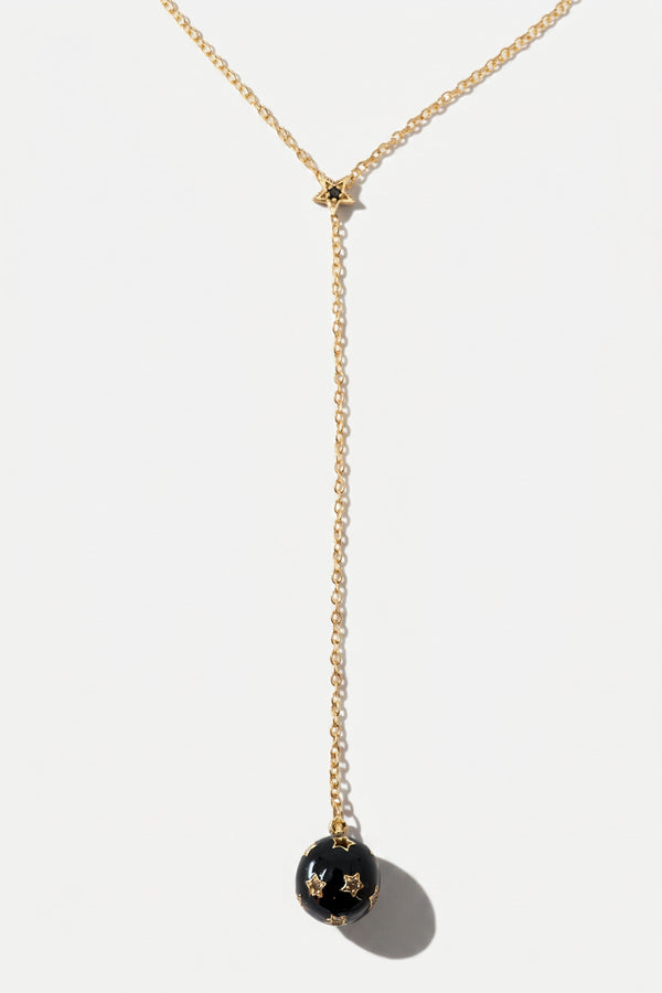 Diamond Star Sphere Drop Necklace Gold Plated