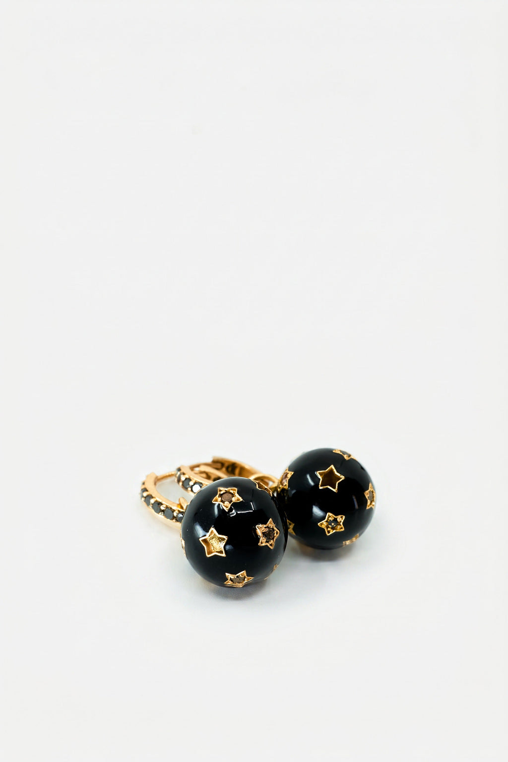 Celestial Hoop Earrings Black Diamond Black Enamel