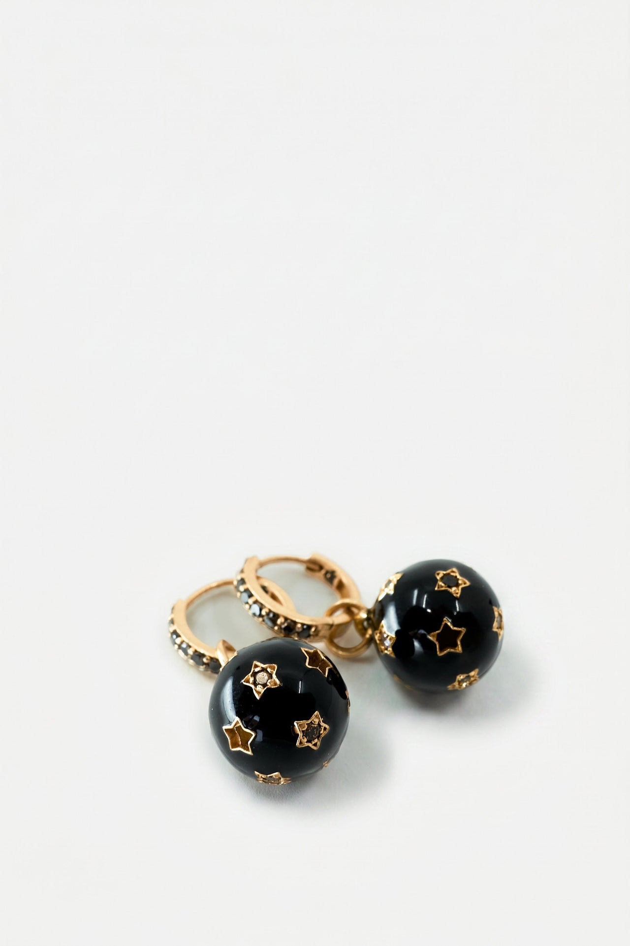 Celestial Hoop Earrings Black Diamond Black Enamel