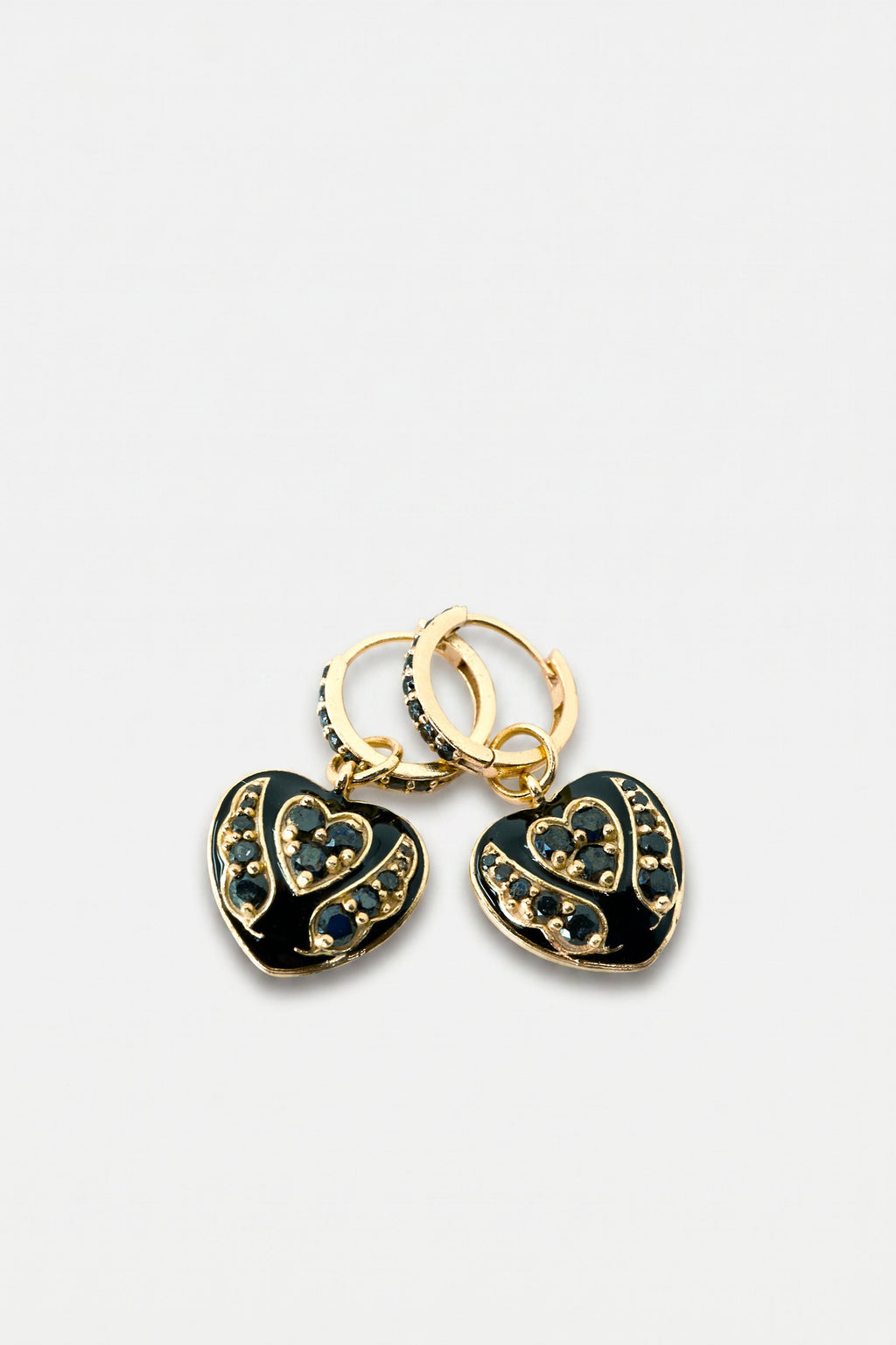 Black Diamond Heart Earring Hoops