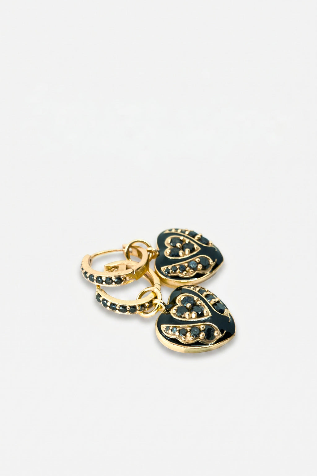 Black Diamond Heart Earring Hoops