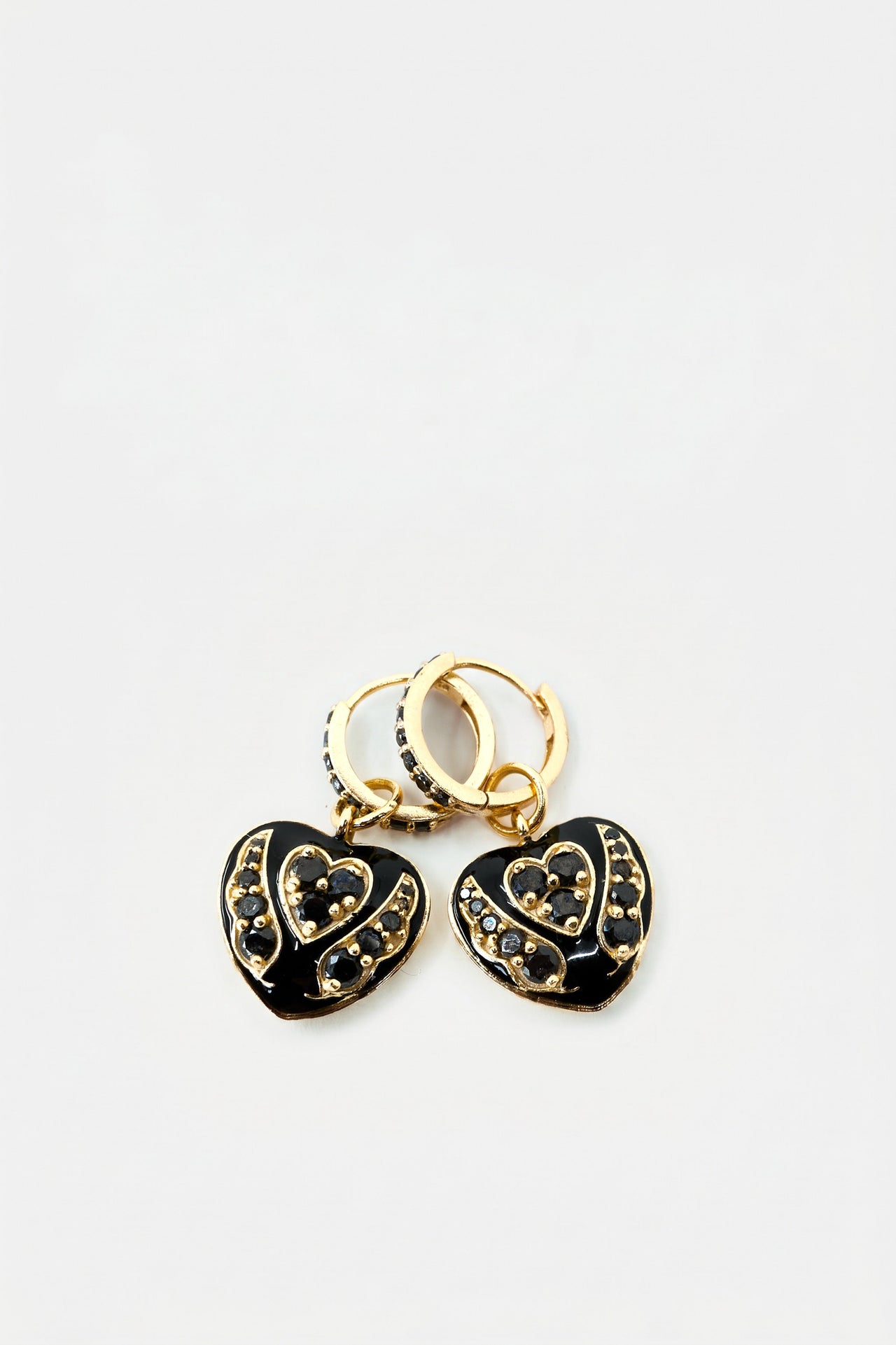 Black Diamond Heart Earring Hoops