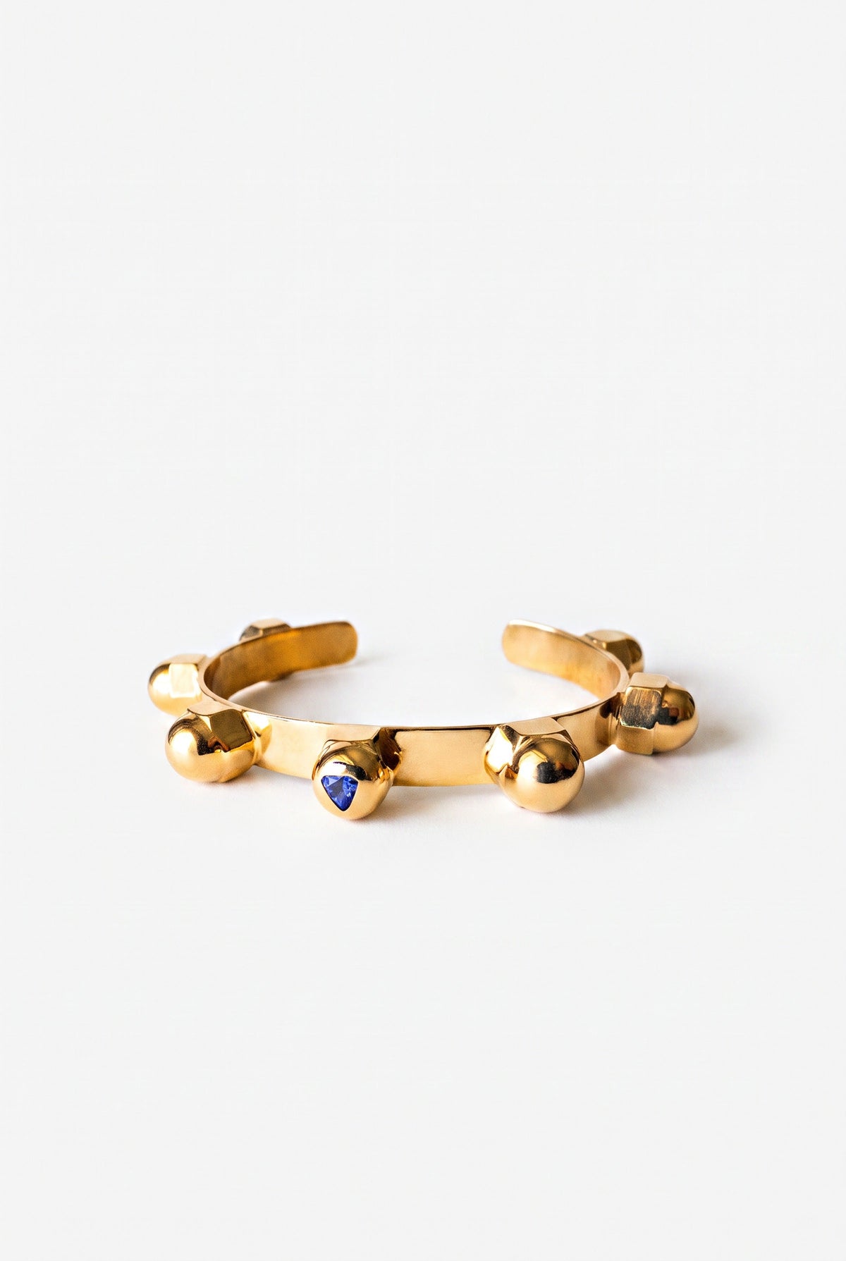 Blue Sapphire Heart Cuff Sculptural Bracelet