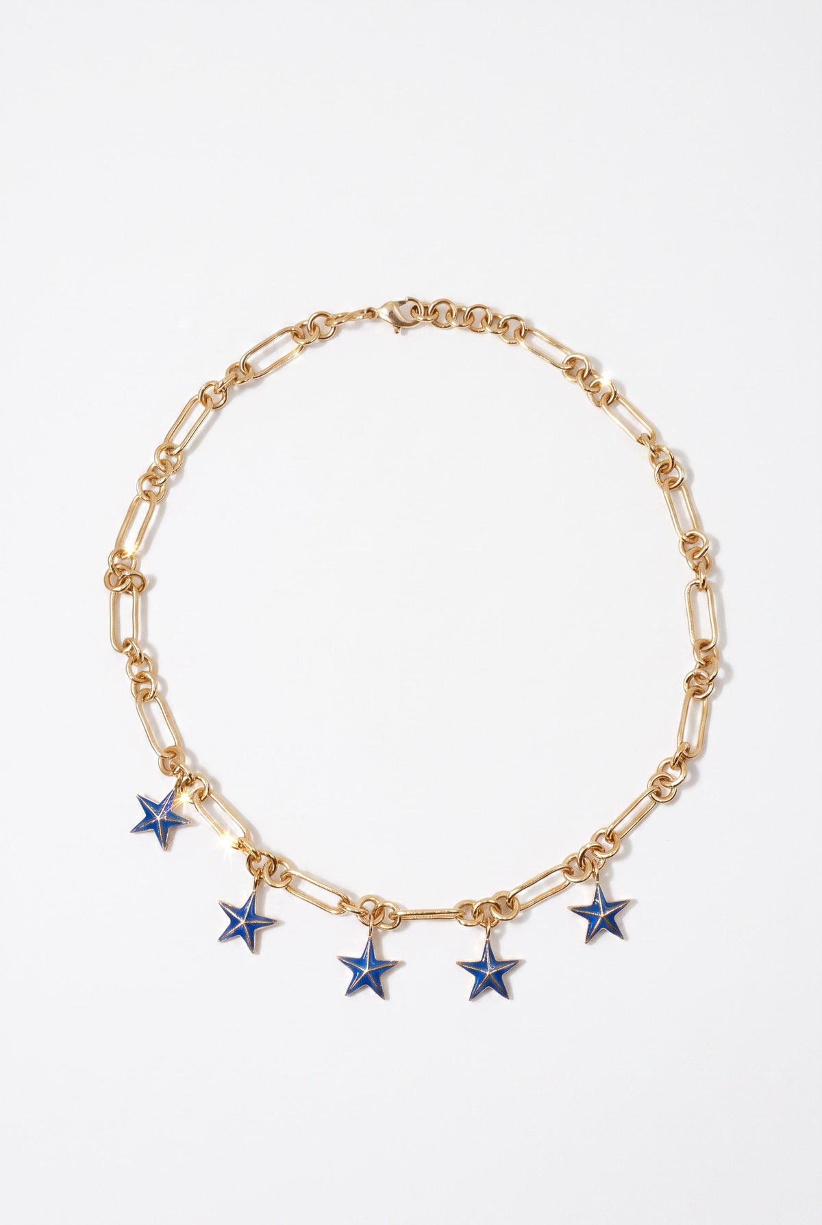 Star Charm Choker Necklace Mid Blue