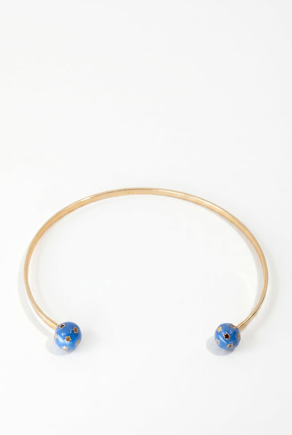 Diamond Collar Necklace Blue Enamel Star