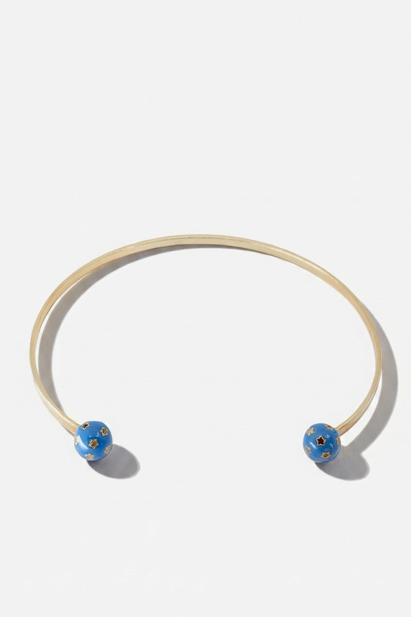 Diamond Collar Necklace Blue Enamel Star