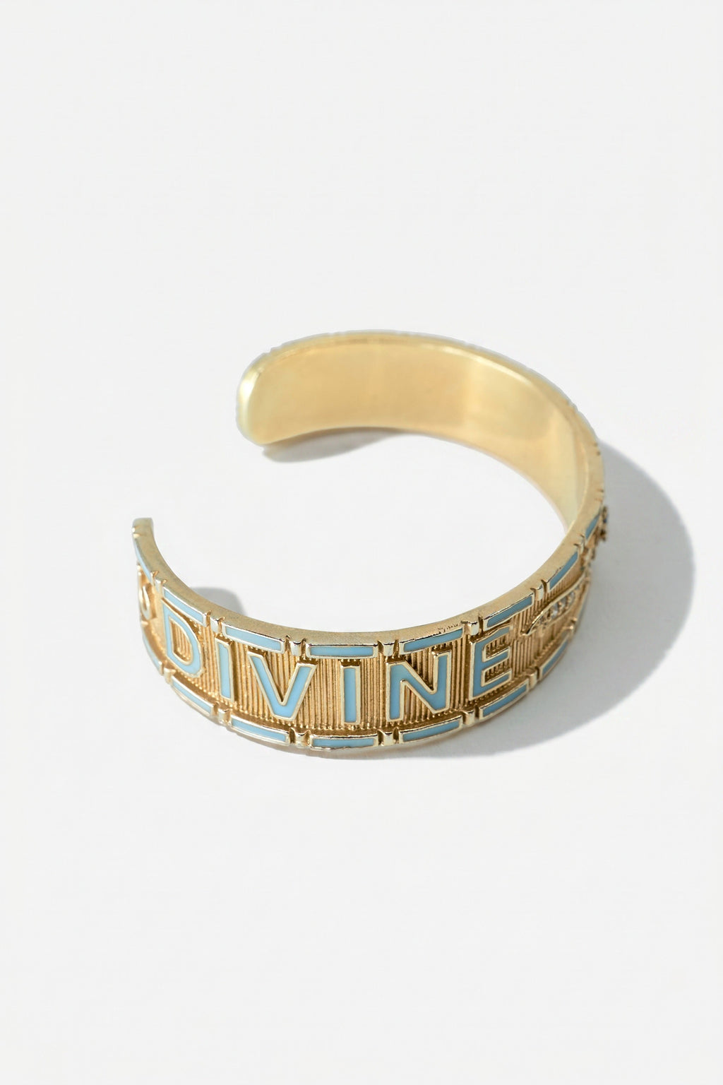 Light Blue Enamel Cuff Blue Sapphire Bracelet