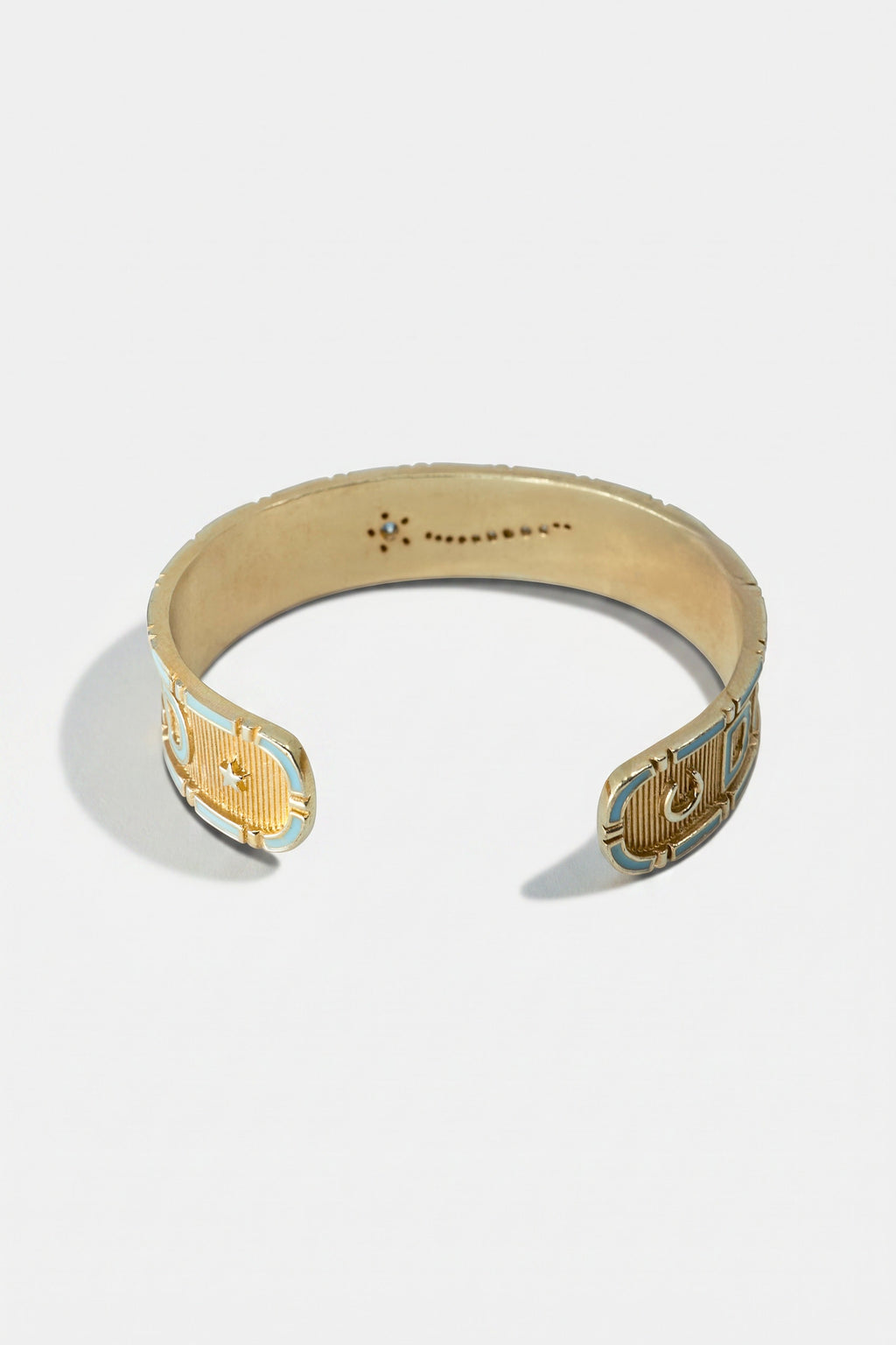 Light Blue Enamel Cuff Blue Sapphire Bracelet