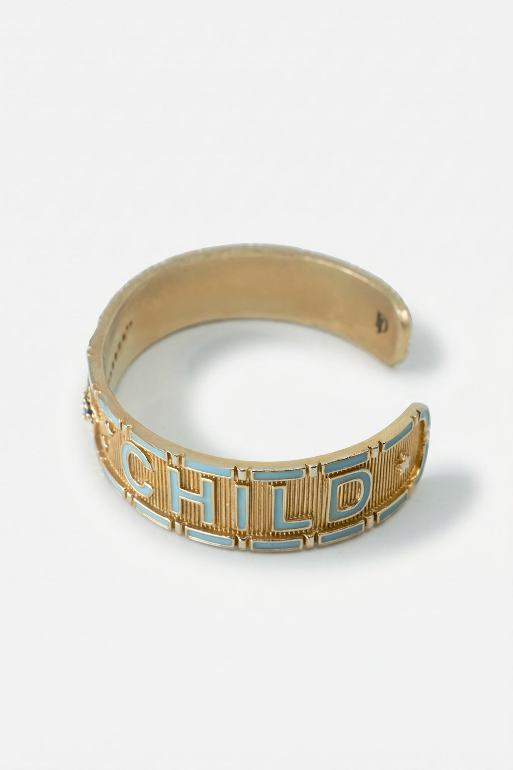 Light Blue Enamel Cuff Blue Sapphire Bracelet