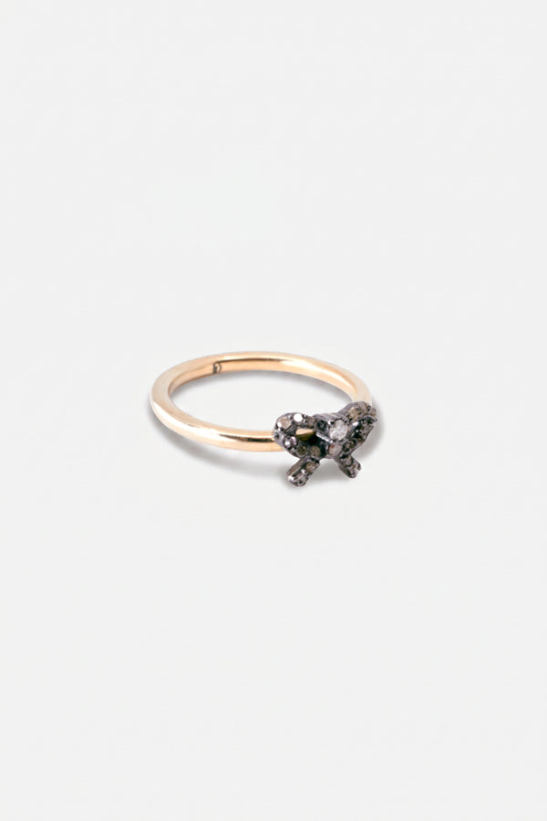 Diamond Bow Ring Gold Silver