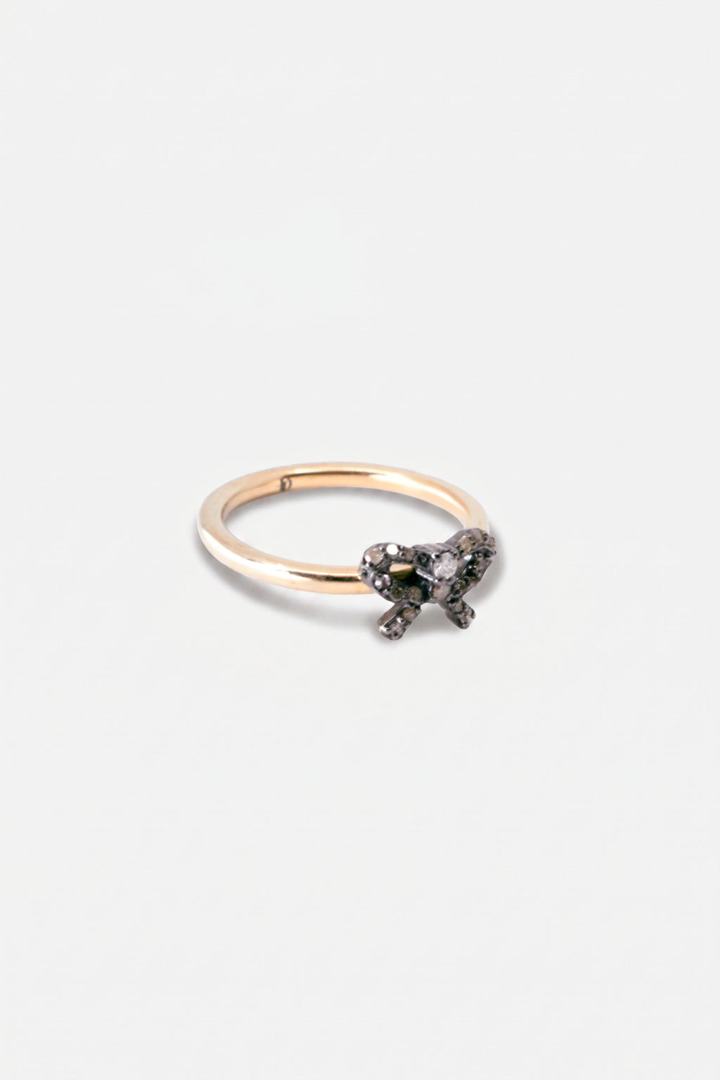 Diamond Bow Ring Gold Silver