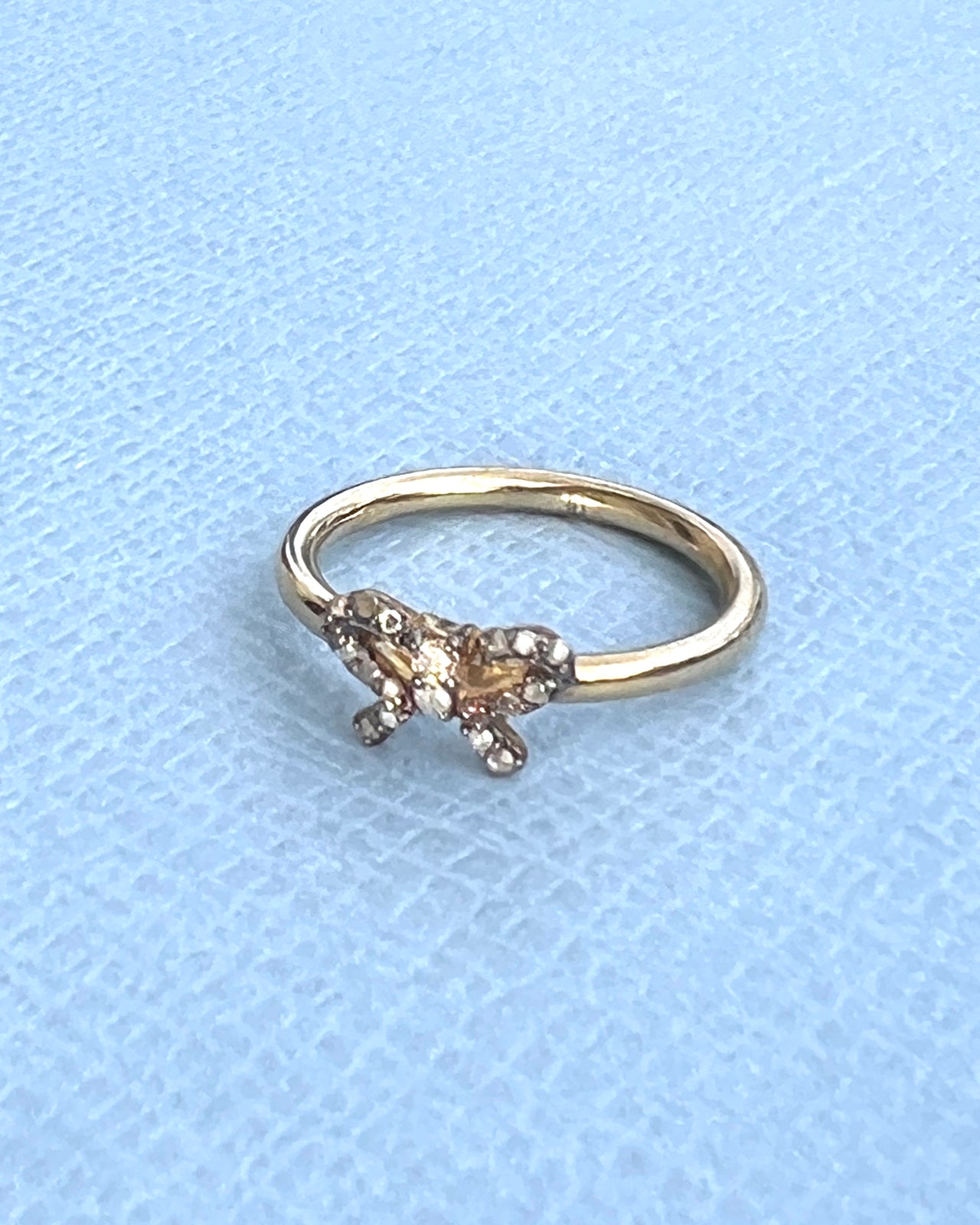 Bow Ring Raw Diamond Victorian Style