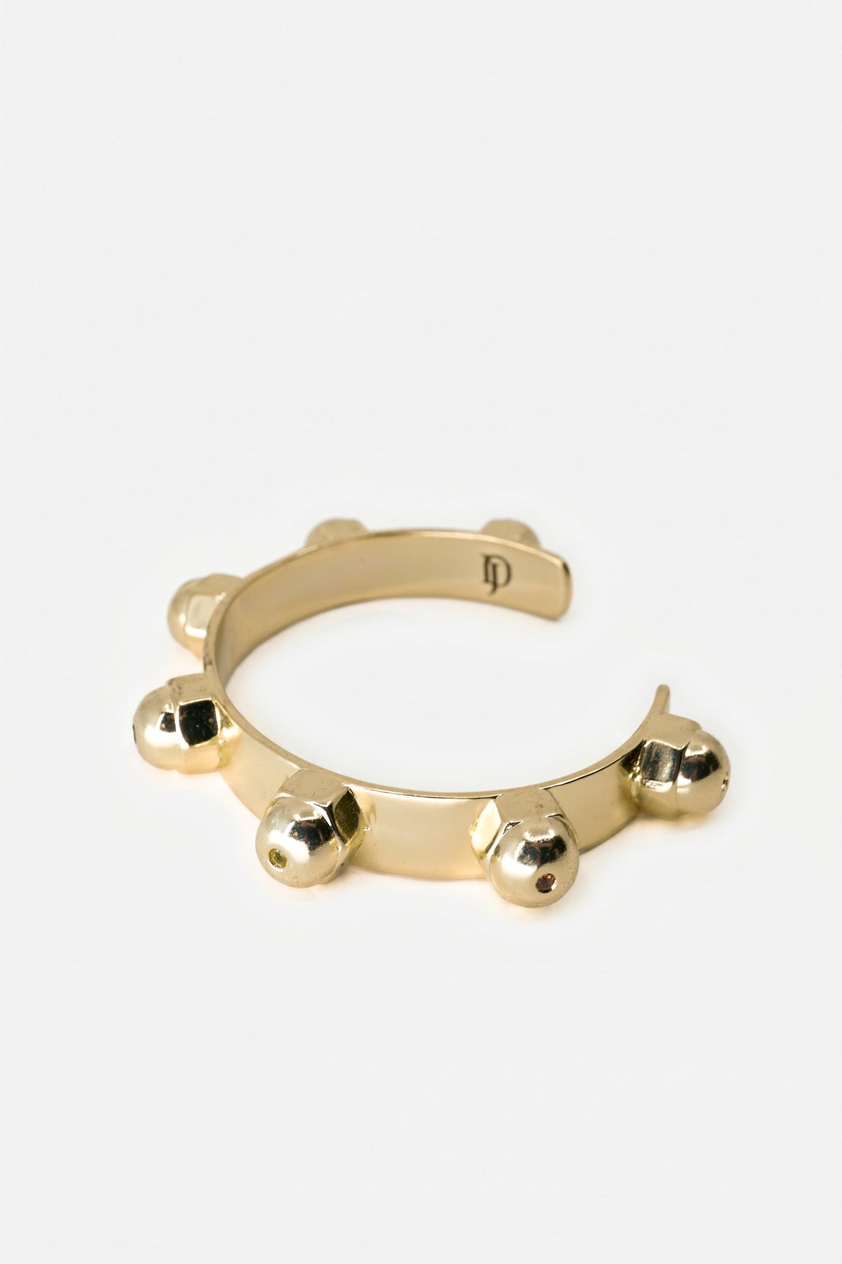 Gold Cuff Sculptural Bracelet Brutalist Chakra