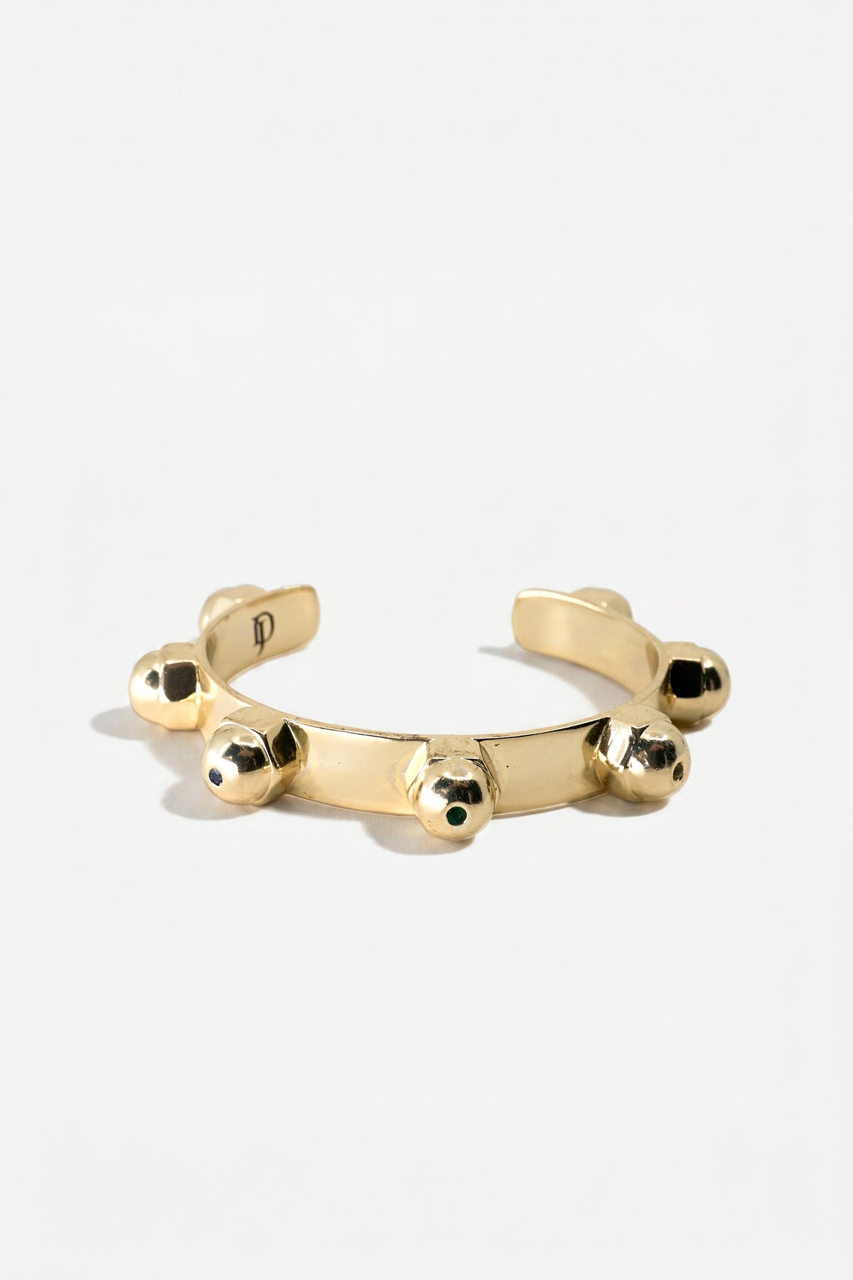 Gold Cuff Sculptural Bracelet Brutalist Chakra