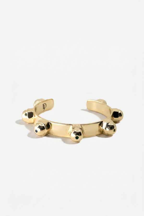 Gold Cuff Sculptural Bracelet Brutalist Chakra