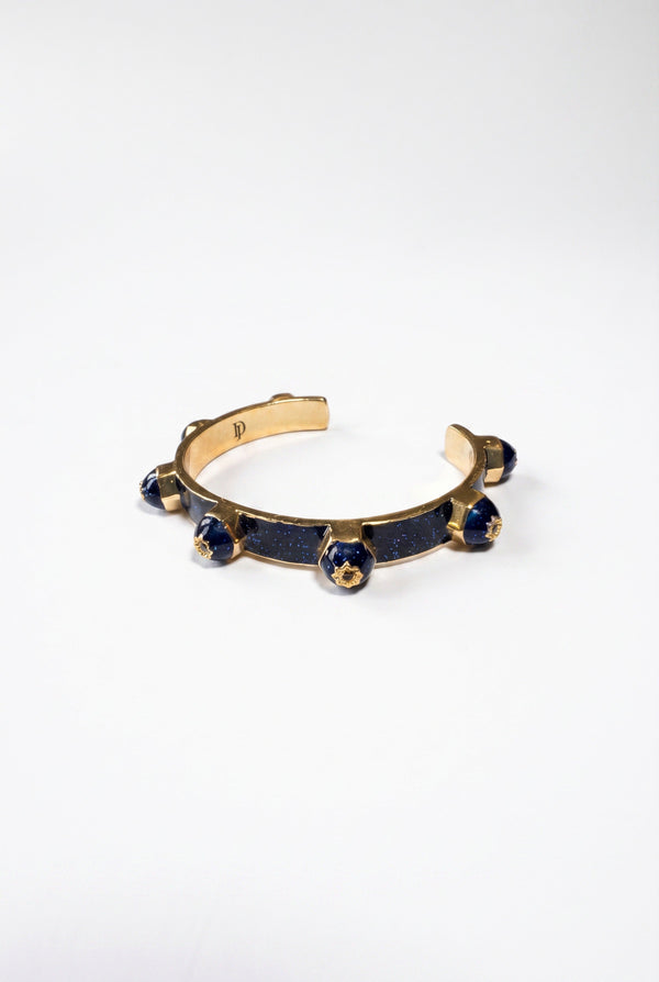 Black Diamond Studded Cuff Bracelet Enamel