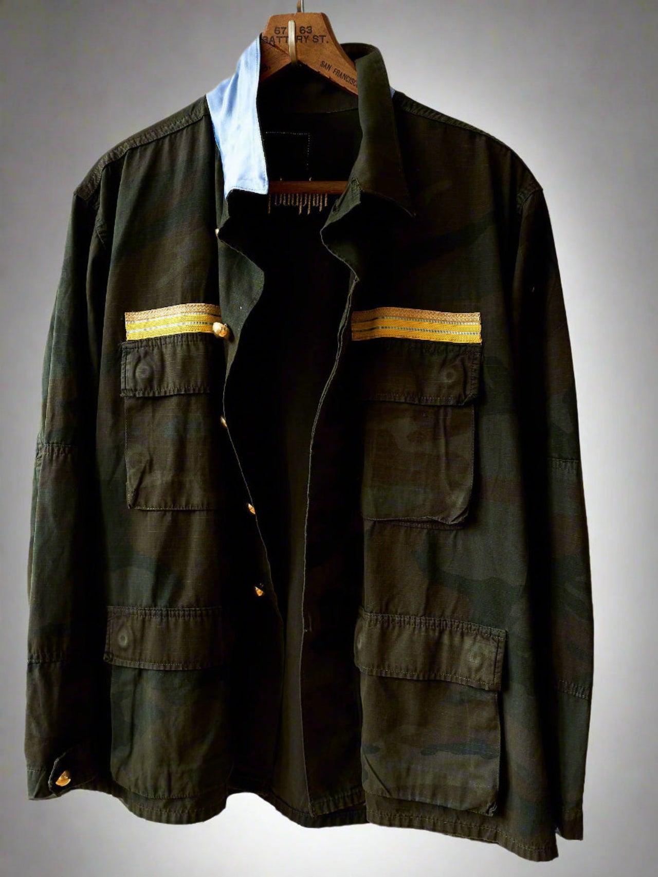 Camouflage Military Jacket Green Yellow Braid Medium