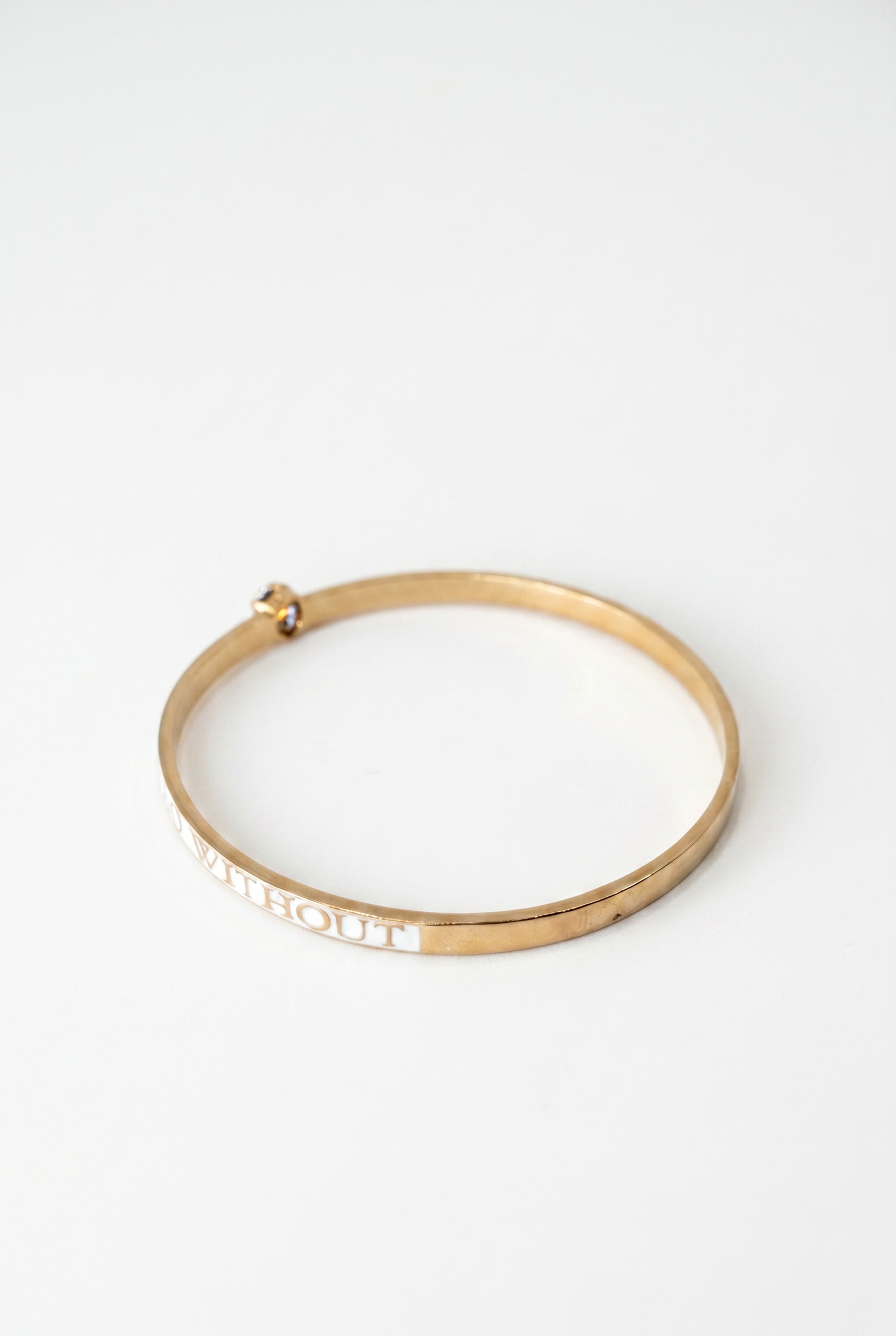 Garnet Bangle Bracelet White Enamel