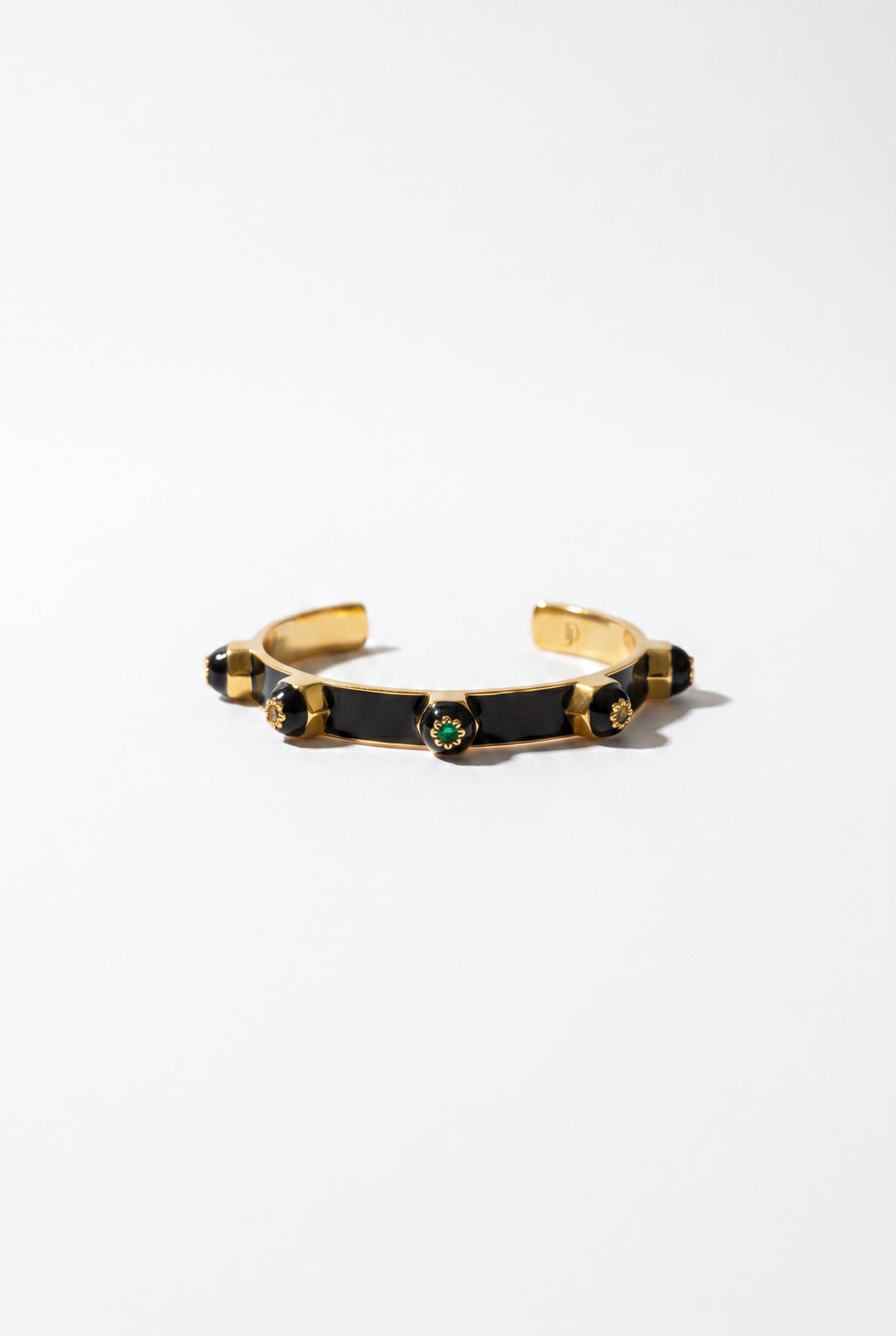 Black Enamel Cuff Sculptural Bracelet Chakra
