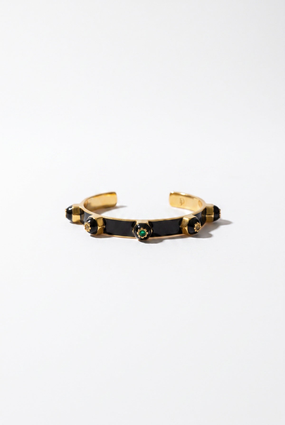 Black Enamel Cuff Sculptural Bracelet Chakra