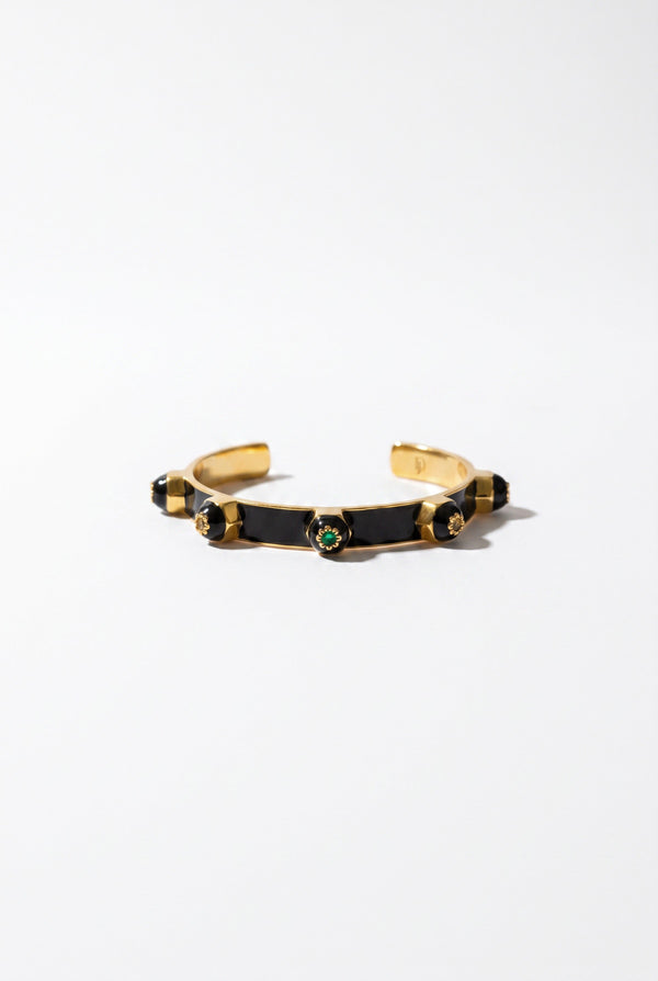 Black Enamel Cuff Sculptural Bracelet Chakra