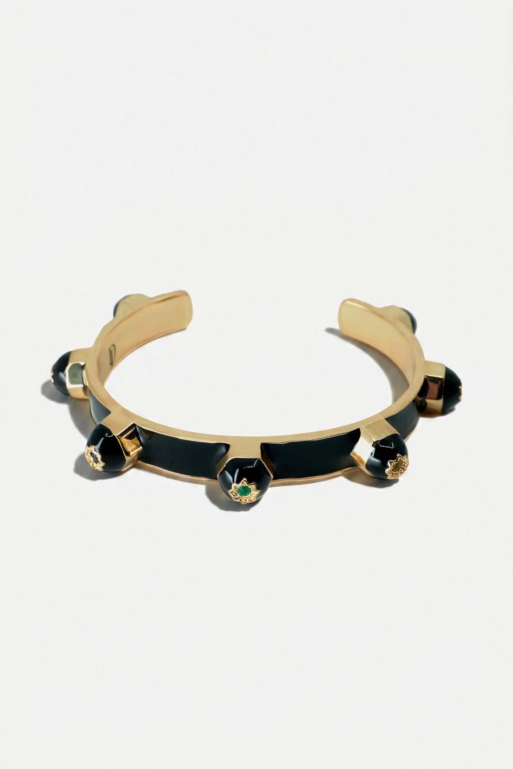 Black Enamel Cuff Sculptural Bracelet Chakra