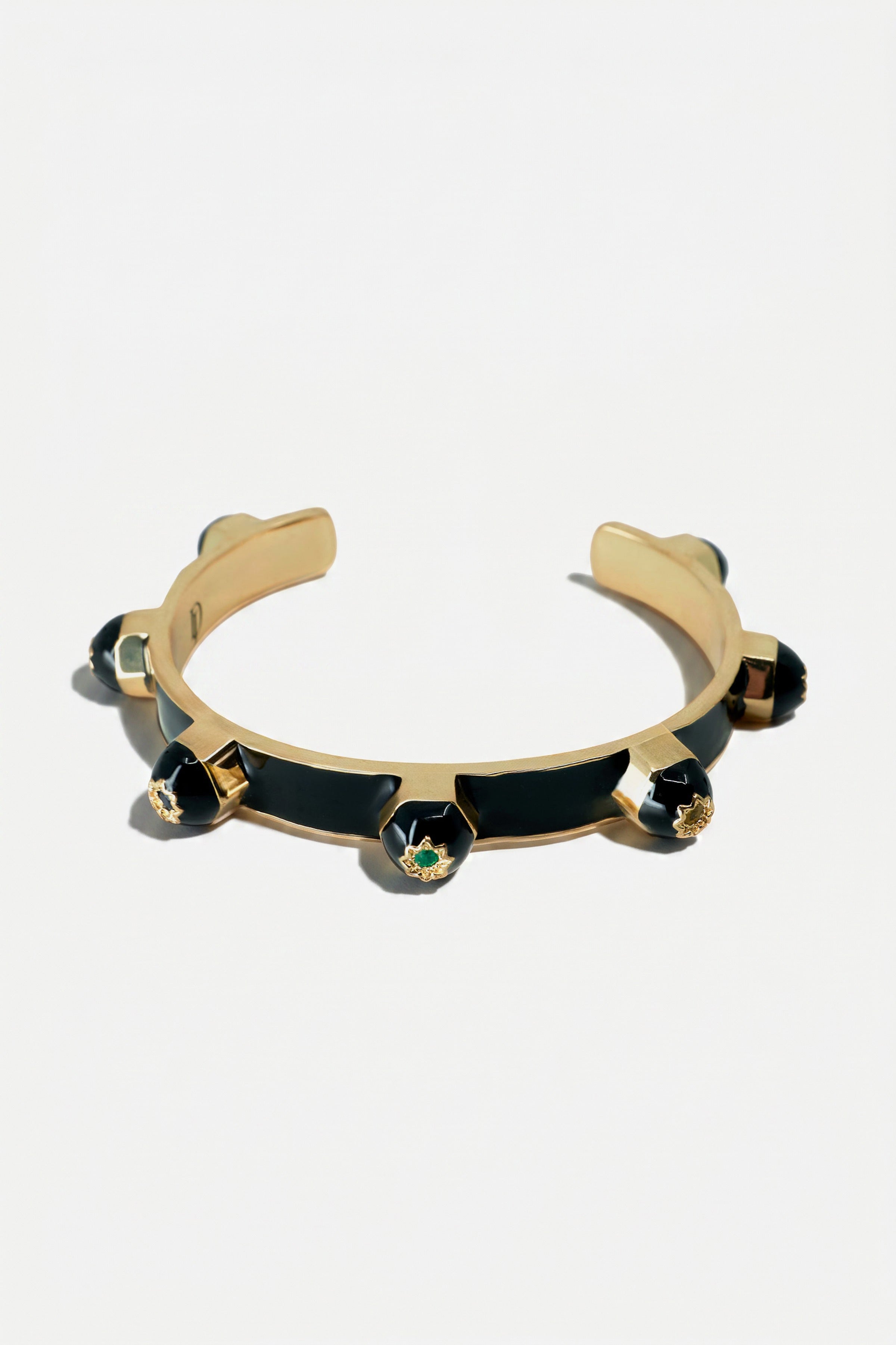 Black Enamel Cuff Sculptural Bracelet Chakra