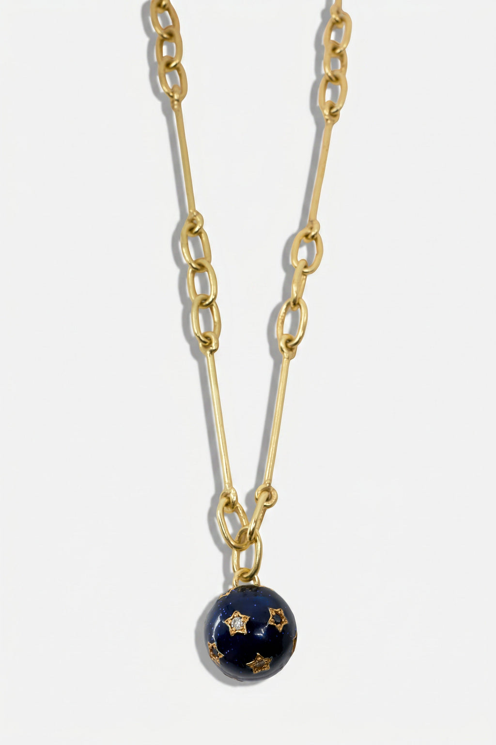Diamond Star Necklace Sphere Midnight Blue Enamel