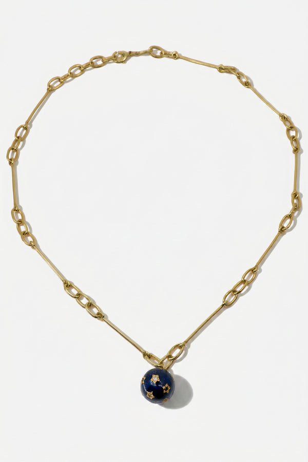 Diamond Star Necklace Sphere Midnight Blue Enamel