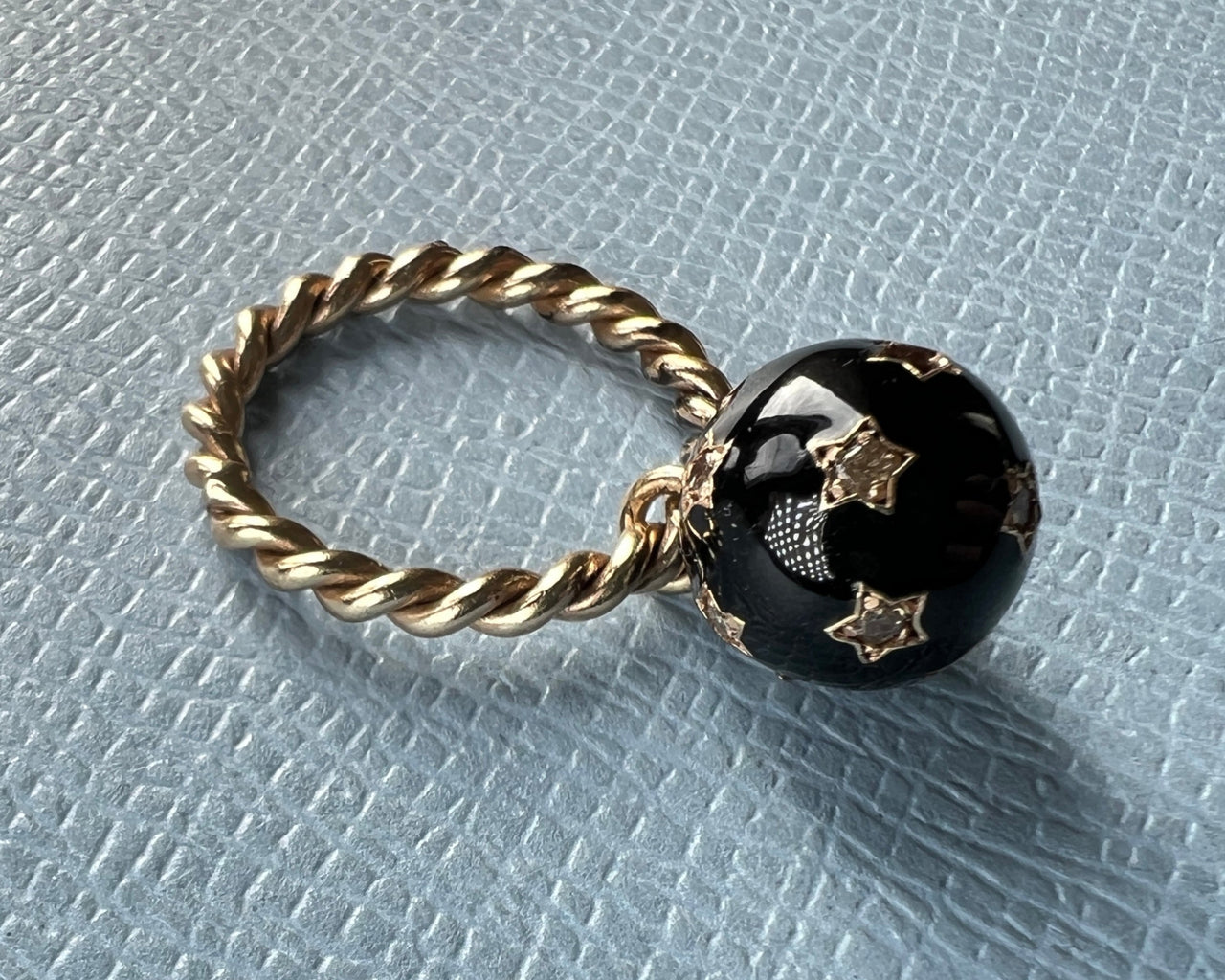 Black Diamond Sphere Ring Black Enamel