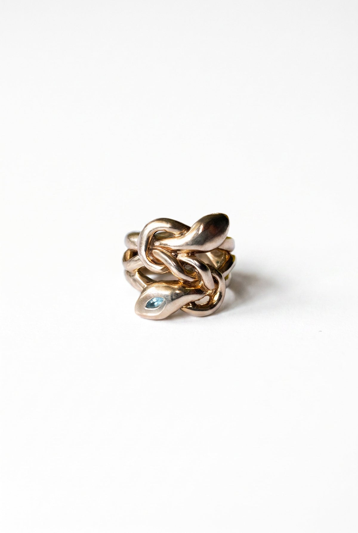 Aquamarine Snake Ring Gold Ruby Serpent