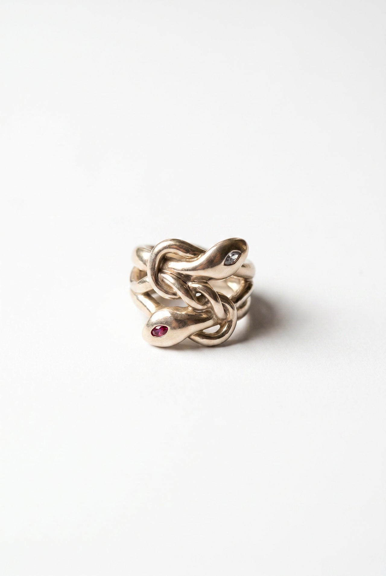Aquamarine Ruby Snake Ring Gold Serpent