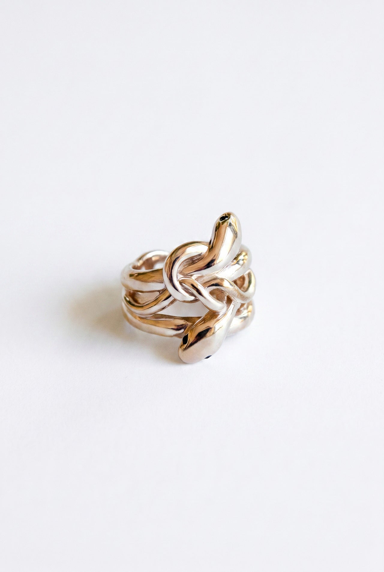 Gold Snake Ring Black Diamond
