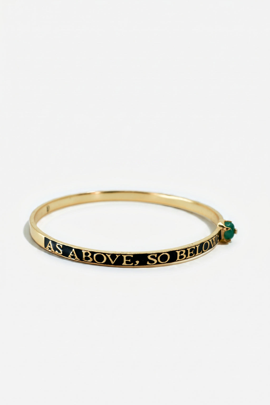 Emerald Bangle Bracelet Black Enamel