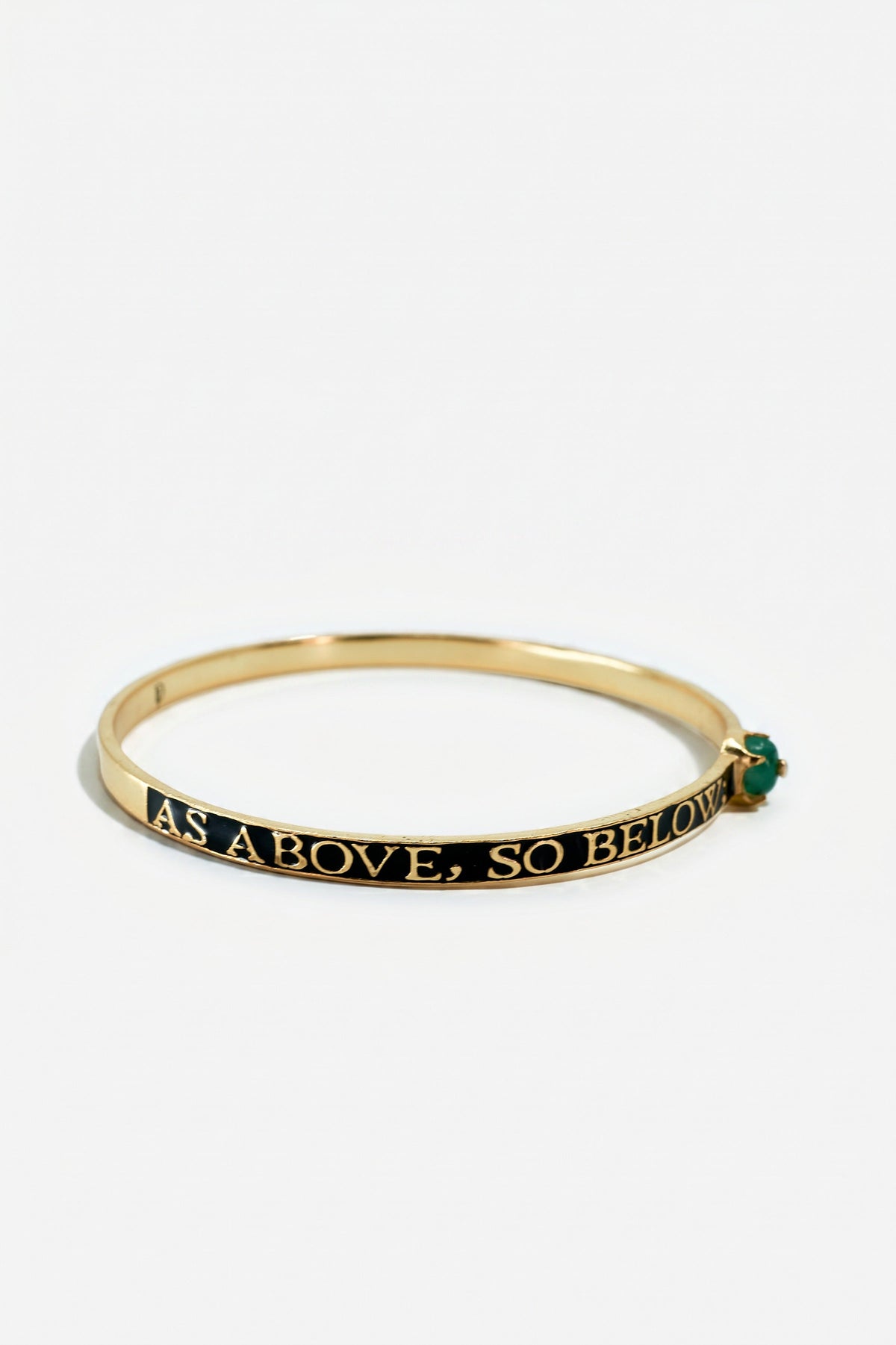 Emerald Bangle Bracelet Black Enamel