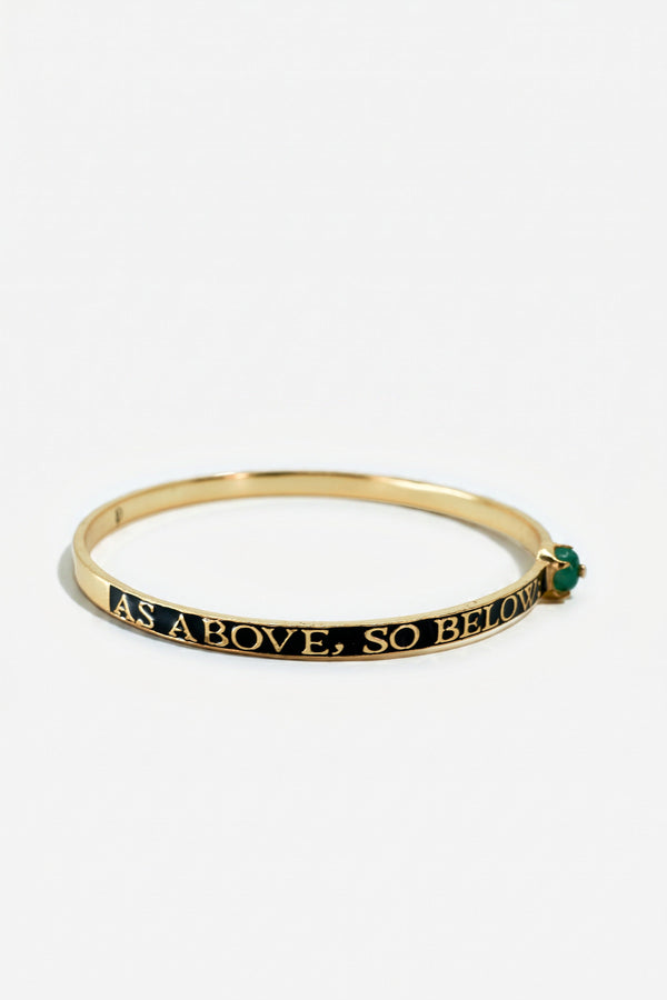 Emerald Bangle Bracelet Black Enamel