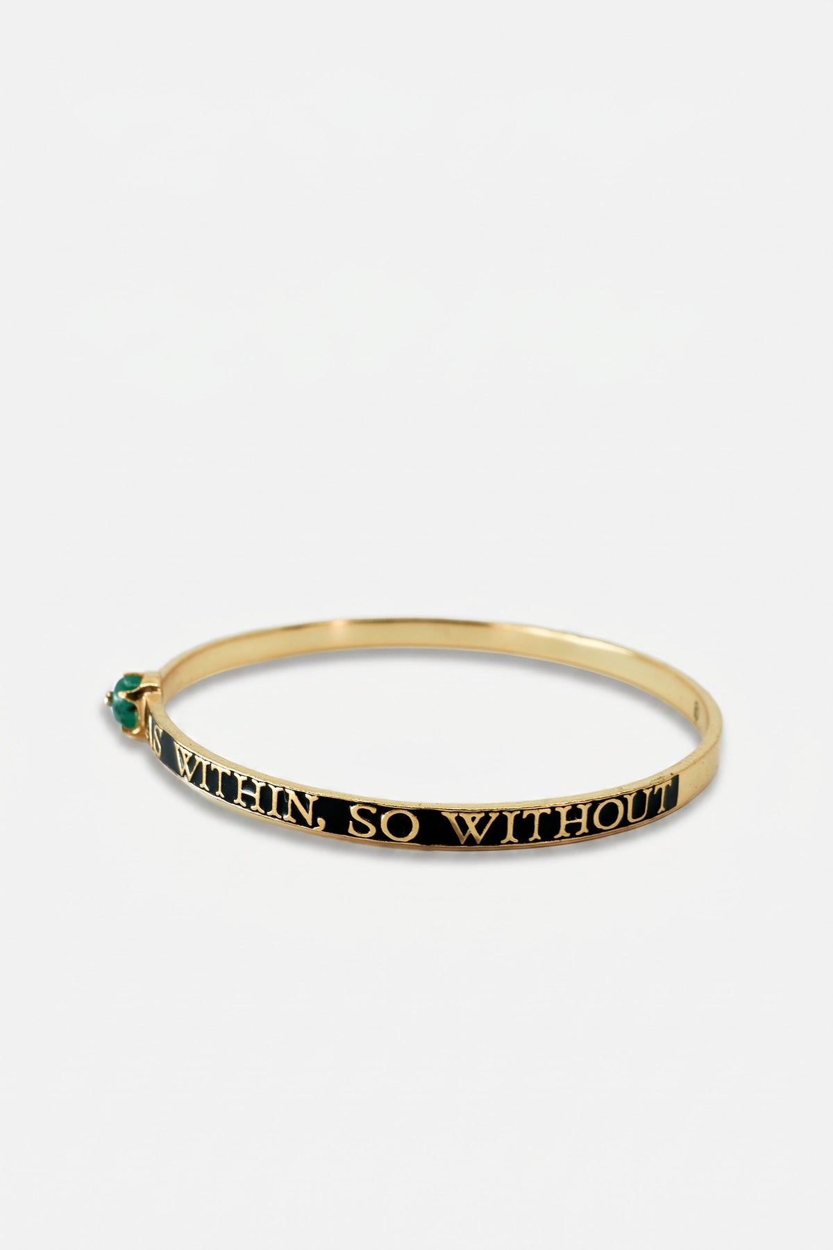 Emerald Bangle Bracelet Black Enamel
