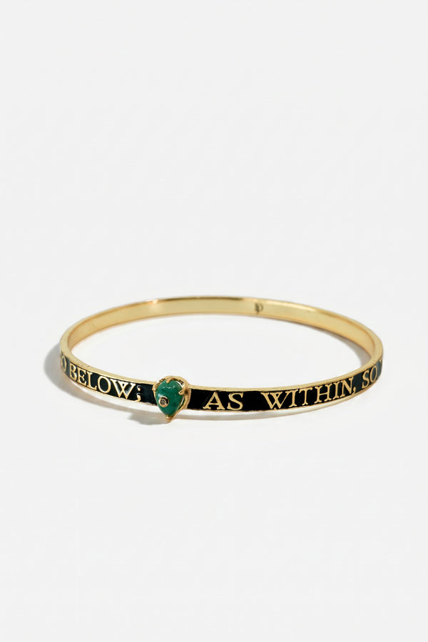 Emerald Bangle Bracelet Black Enamel