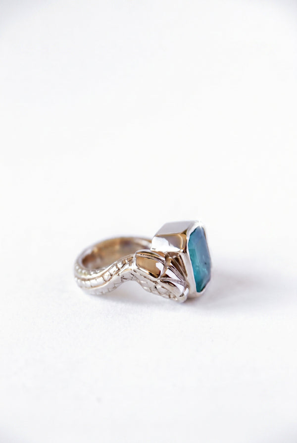 Emerald Cut Emerald Snake Ring Gold Plated Silver