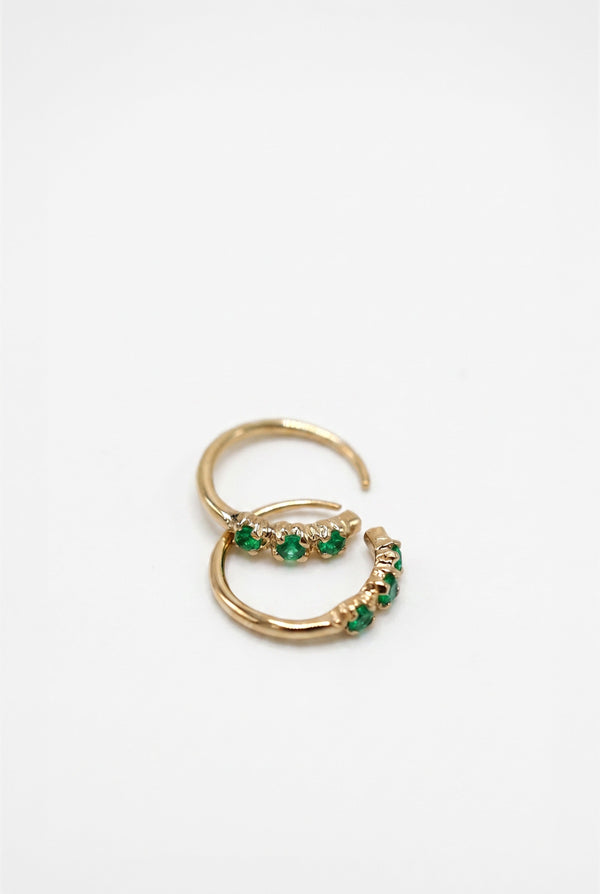 Emerald Huggie Earrings Gold