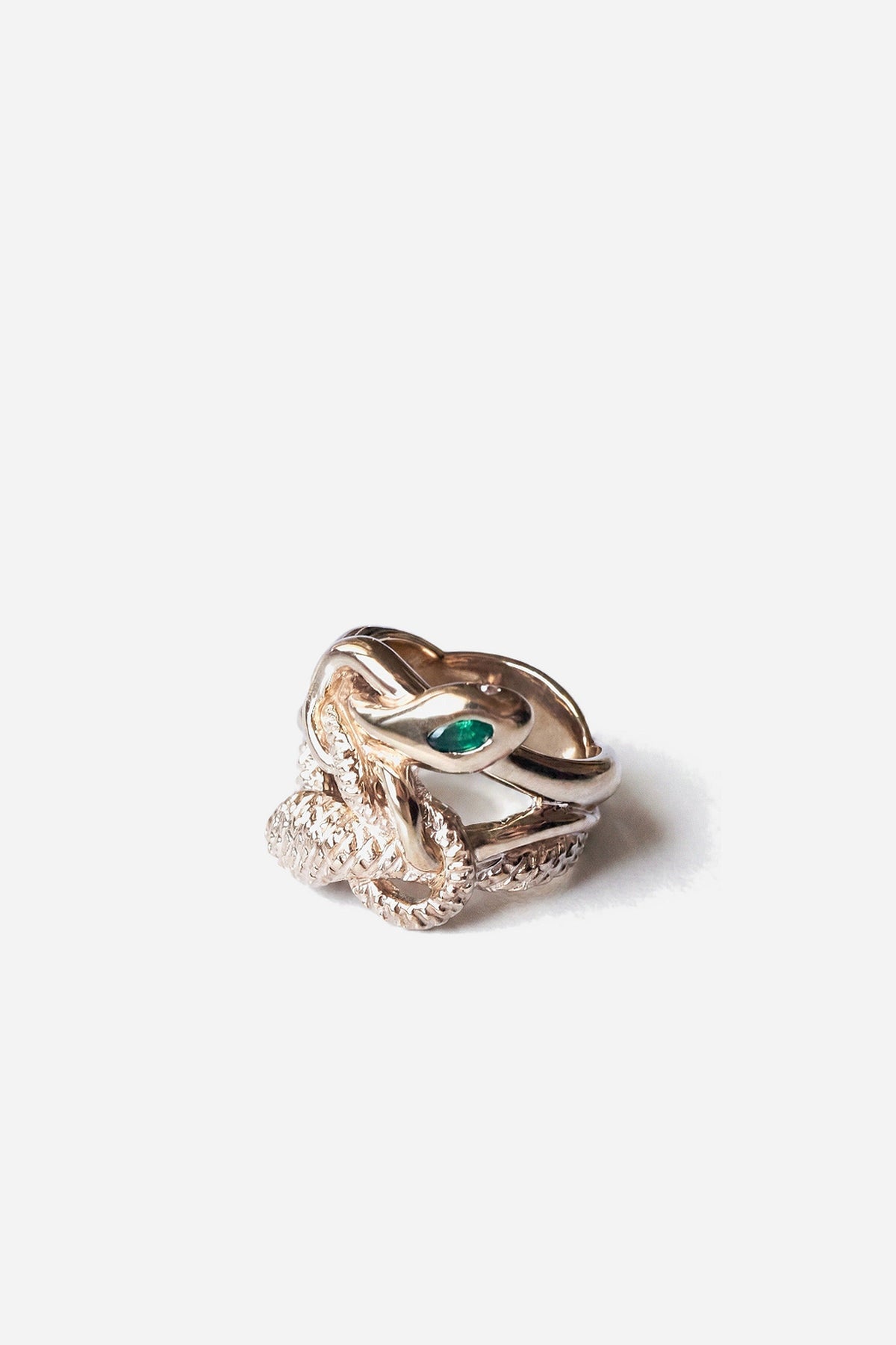 Double Headed Snake Ring Emerald Ruby Diamond