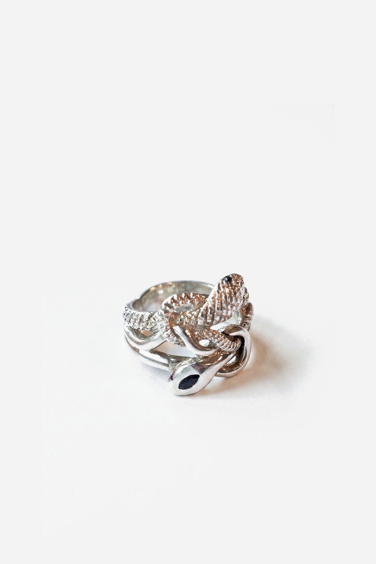 Silver Snake Ring Blue Sapphire Ruby Diamond