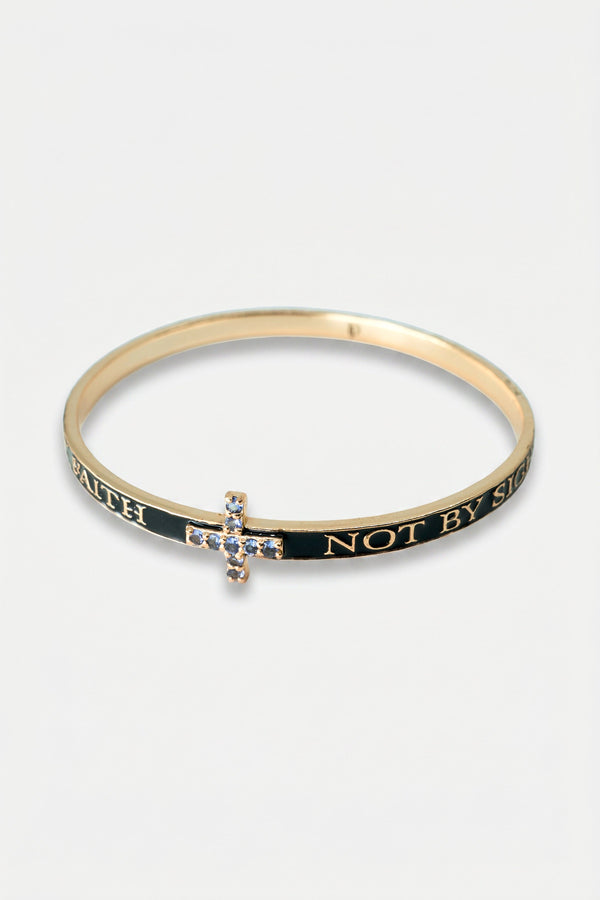 Tanzanite Cross Bangle Bracelet Enamel