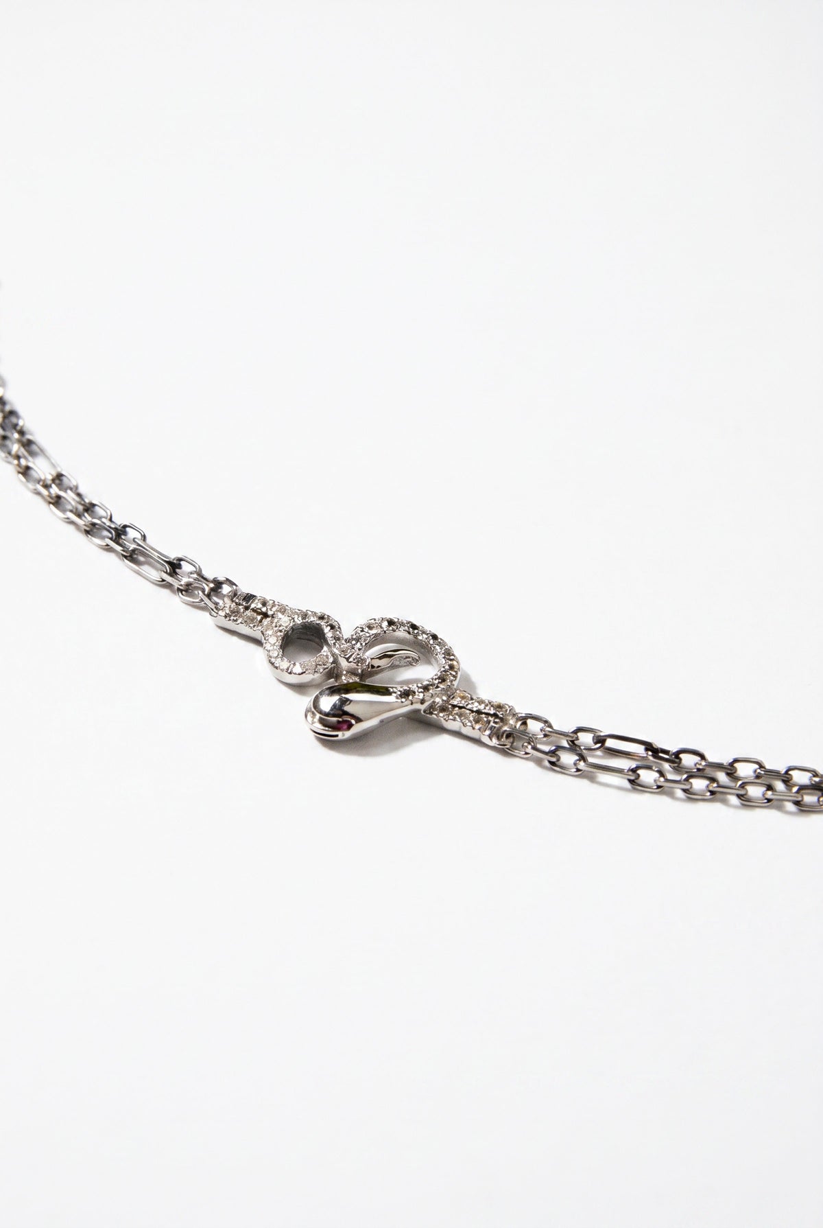 Snake Necklace Sapphire Ruby Silver Chain