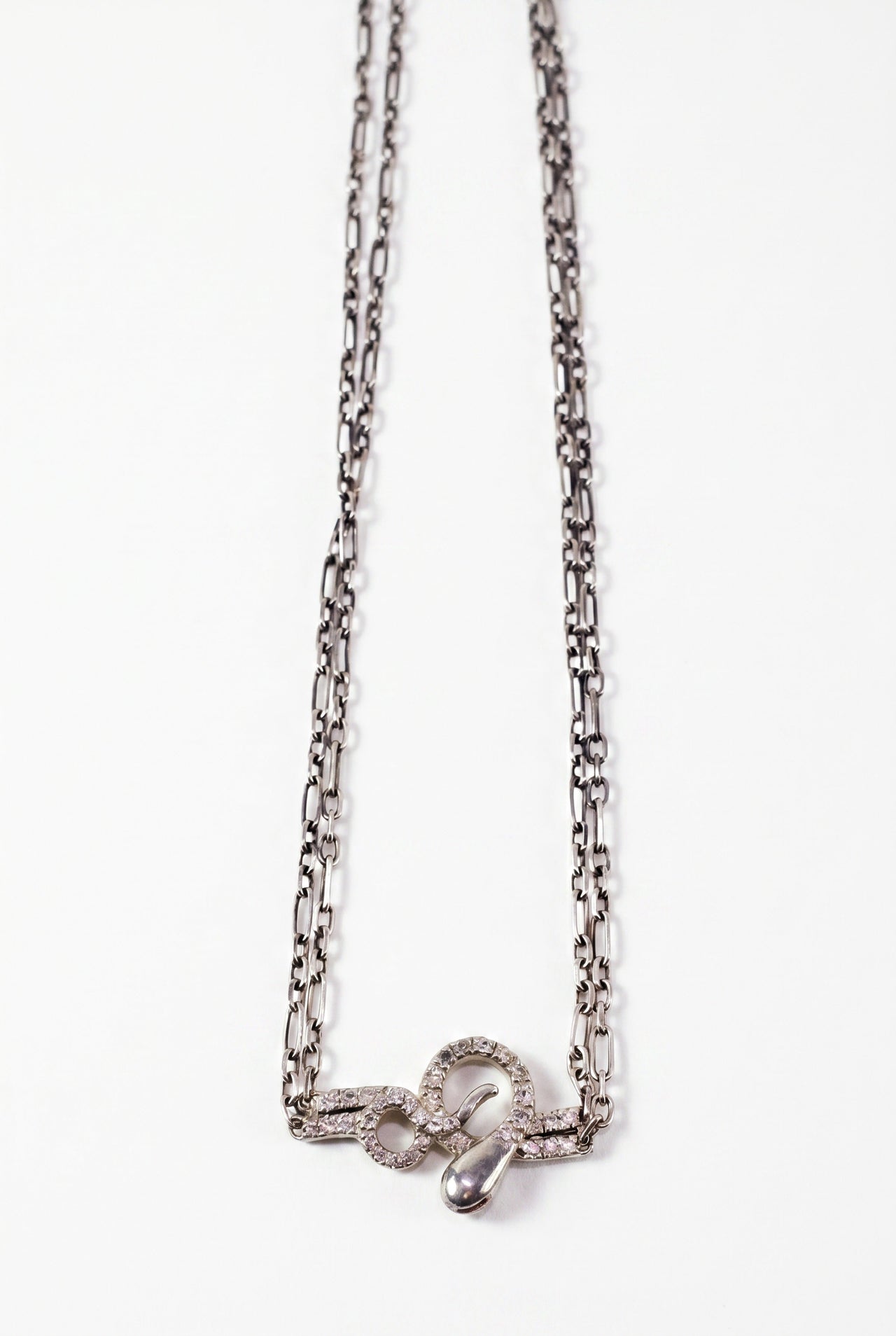 Snake Necklace Sapphire Ruby Silver Chain