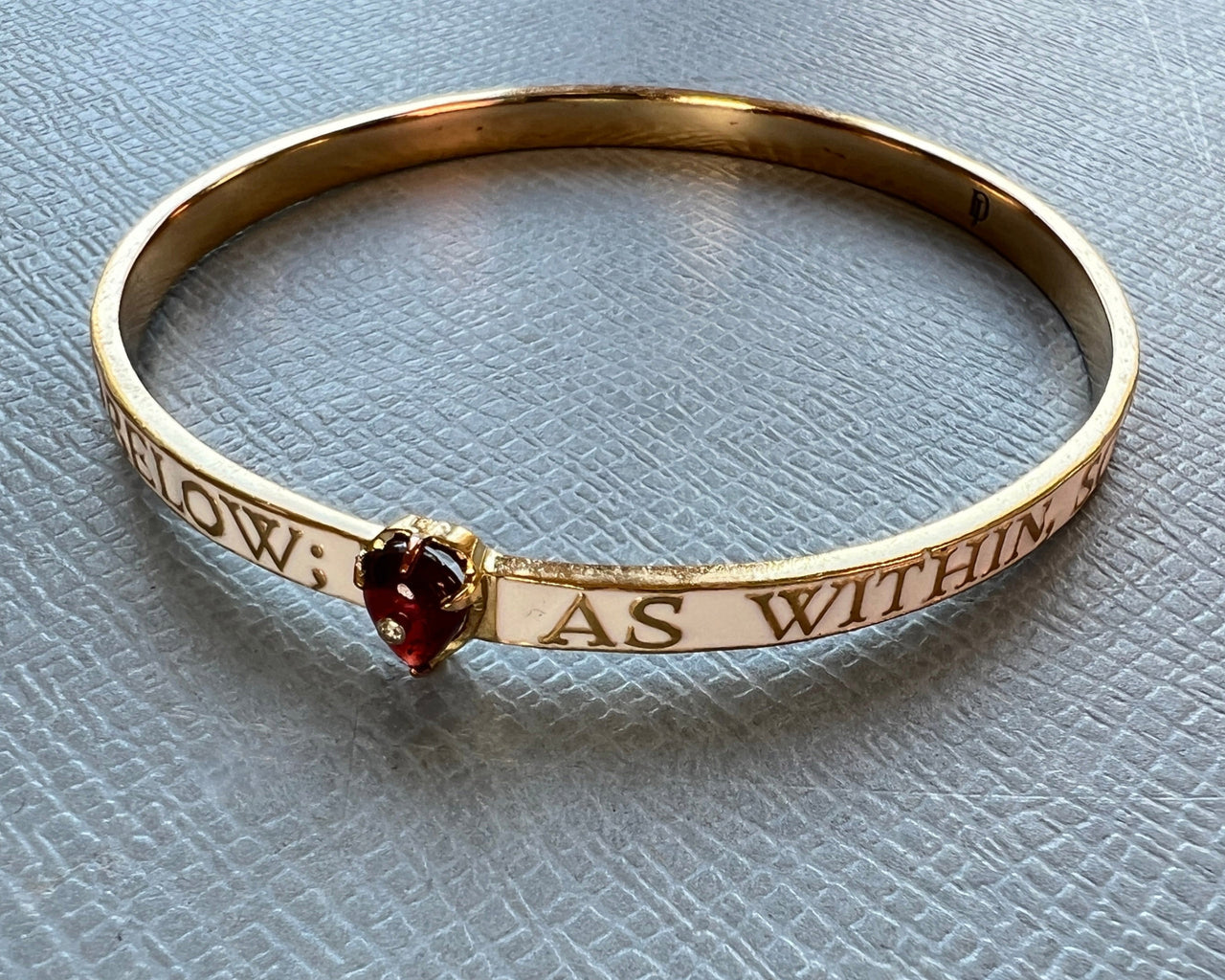 Garnet Diamond Bangle White Enamel As Above So Below