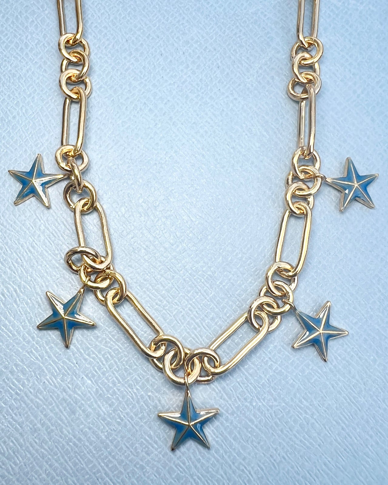 Blue Star Choker Necklace Blue Enamel
